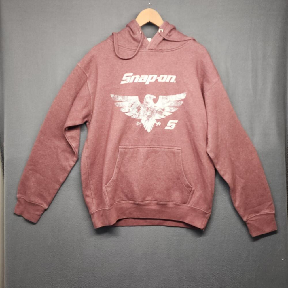 Snap On Mens Large Hoodie Burgundy Red Kangaroo Pouch Company Logo on back